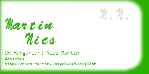 martin nics business card